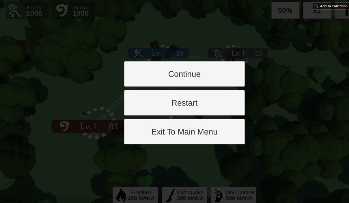 Pause menu